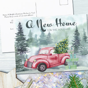 Cartes Pour Fêtes Annuelles Nouvelle maison pour les vacances Red Truck Misty 