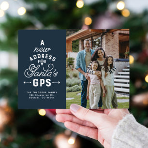 Cartes Pour Fêtes Annuelles Nouvelle maison quatre photo bleu marine Noël