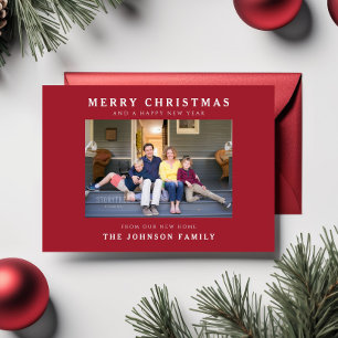 Cartes Pour Fêtes Annuelles Nouvelle maison Rouge Joyeux Noël Photo Holiday Ca