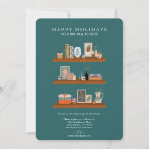 Cartes Pour Fêtes Annuelles Nouvelle Maison Vacances Shelf Green Moving Faire-
