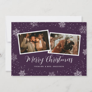 Cartes Pour Fêtes Annuelles Nouvelle mariée violette 2 Photo Flocon de neige N