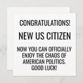 Cartes Pour Fêtes Annuelles Nouvelle naturalisation citoyenne américaine améri (Devant / Derrière)