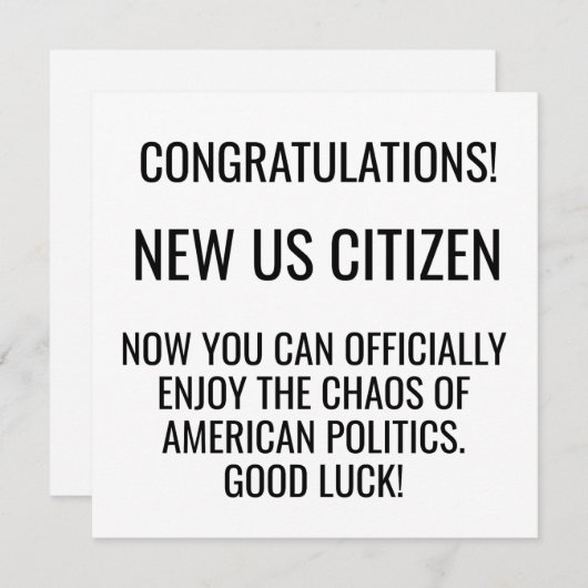 Cartes Pour Fêtes Annuelles Nouvelle naturalisation citoyenne américaine améri (Devant / Derrière)