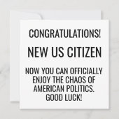 Cartes Pour Fêtes Annuelles Nouvelle naturalisation citoyenne américaine améri (Devant)