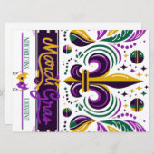 Cartes Pour Fêtes Annuelles Nouvelle-Orléans Mardi Gras jaune violet vert (Devant / Derrière)
