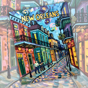 Cartes Pour Fêtes Annuelles Nouvelle-Orléans Quartier français Van Gogh Style