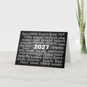 Cartes Pour Fêtes Annuelles Nuage de mots de la nouvelle année 2027