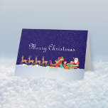 Cartes Pour Fêtes Annuelles Nuit avant Noël<br><div class="desc">Envoyez des voeux de vacances avec cette image contemporaine de Père Noël,  son traîneau et son renne.</div>