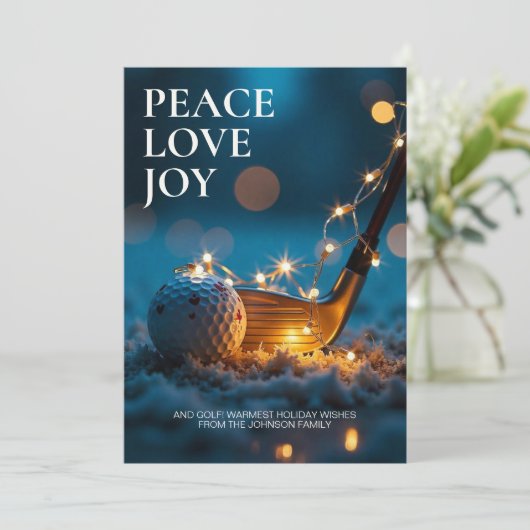 Cartes Pour Fêtes Annuelles Nuit de neige paisible Noël de golf (Debout devant)