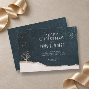Cartes Pour Fêtes Annuelles Nuit de Noël élégante d'hiver Entreprise