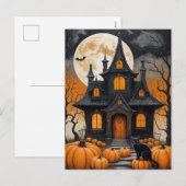 Cartes Pour Fêtes Annuelles Nuit de récolte hantée (Devant / Derrière)