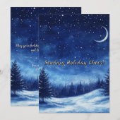 Cartes Pour Fêtes Annuelles Nuit d'hiver Aquarelle Noël (Devant / Derrière)