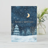 Cartes Pour Fêtes Annuelles Nuit d'hiver Aquarelle Noël (Debout devant)