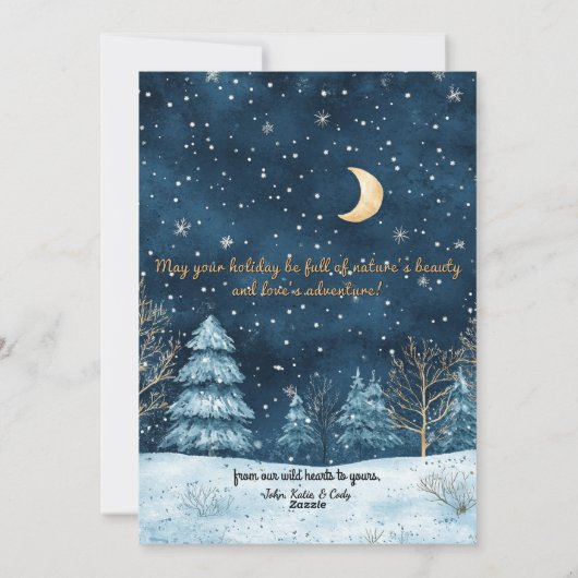Cartes Pour Fêtes Annuelles Nuit d'hiver Aquarelle Noël (Dos)
