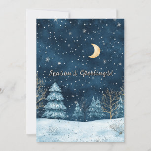 Cartes Pour Fêtes Annuelles Nuit d'hiver Aquarelle Noël