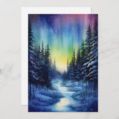 Cartes Pour Fêtes Annuelles Nuit d'hiver Aurora Borealis (Devant / Derrière)