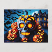 Cartes Pour Fêtes Annuelles Nuit éffrayante d'Halloween avec Jack-o'-lantern (Devant)