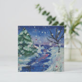 Cartes Pour Fêtes Annuelles Nuit enneigée  (Debout devant)