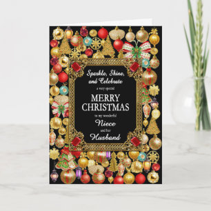Cartes Pour Fêtes Annuelles Nuit et Mari Joyeux Noël avec ornements
