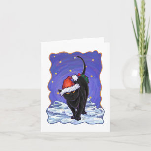 Cartes Pour Fêtes Annuelles Nuit étoile Noir Chat Noël