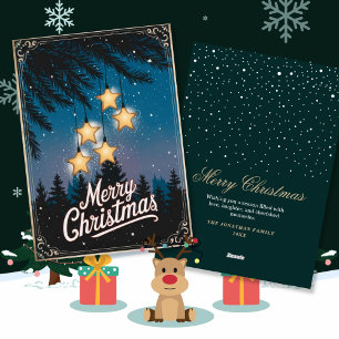 Cartes Pour Fêtes Annuelles Nuit étoilée vintage Noël Bonjour C