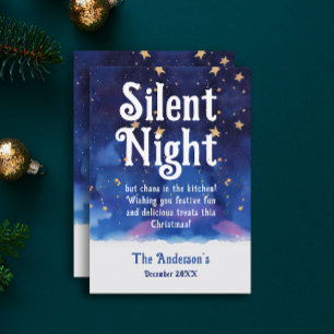 Cartes Pour Fêtes Annuelles Nuit magique de Noël bleu fantaisiste Hiver