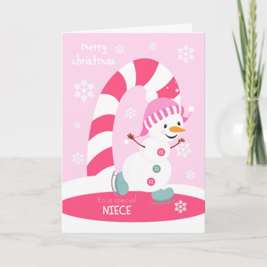 Cartes Pour Fêtes Annuelles Nuit Noël Patinage sur glace Snowman (Devant)