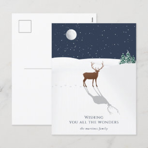 Cartes Pour Fêtes Annuelles Nuit paisible Noël Merveilles Cerf Étoiles Marine