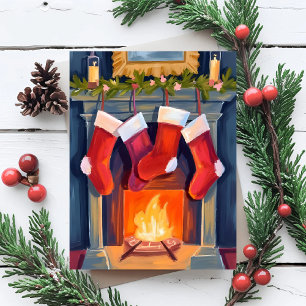 Cartes Pour Fêtes Annuelles Nuit Sainte Aquarelle de bas de Noël