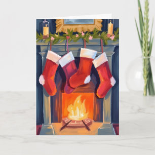 Cartes Pour Fêtes Annuelles Nuit Sainte Aquarelle de bas de Noël