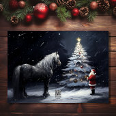Cartes Pour Fêtes Annuelles Nuit Silencieuse - Beau Cheval et Noël avec le Pèr