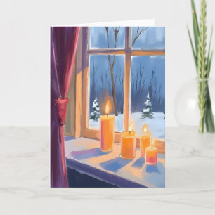 Cartes Pour Fêtes Annuelles Nuit silencieuse Bougies de Noël Hiver Neige