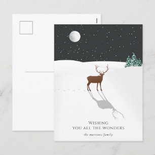 Cartes Pour Fêtes Annuelles Nuit silencieuse Merveilles de Noël Cerf Étoiles L