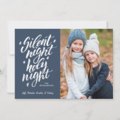 Cartes Pour Fêtes Annuelles Nuit Silencieuse Nuit Sainte | Bleu | Photo (Devant)