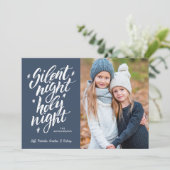 Cartes Pour Fêtes Annuelles Nuit Silencieuse Nuit Sainte | Bleu | Photo (Debout devant)