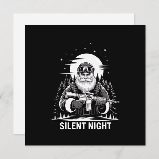 Cartes Pour Fêtes Annuelles Nuit silencieuse Père Noël Vétérinaire militaire d (Devant / Derrière)