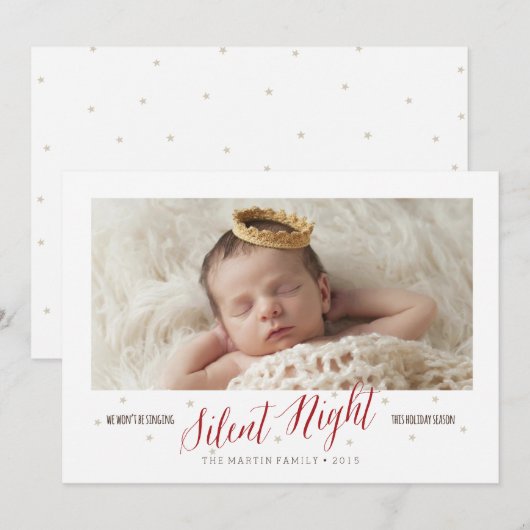 Cartes Pour Fêtes Annuelles Nuit silencieuse Premier Noël du bébé (Devant / Derrière)