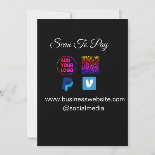 Cartes Pour Fêtes Annuelles numériser pour payer ajouter logo code q r paypal (Devant)