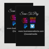 Cartes Pour Fêtes Annuelles numériser pour payer ajouter logo code q r paypal (Devant / Derrière)
