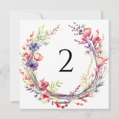 Cartes Pour Fêtes Annuelles Numéro de tableau bordure florale (Dos)