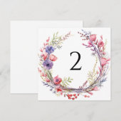 Cartes Pour Fêtes Annuelles Numéro de tableau bordure florale (Devant / Derrière)