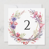 Cartes Pour Fêtes Annuelles Numéro de tableau bordure florale (Devant)