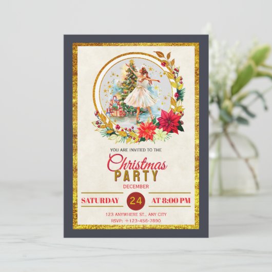 Cartes Pour Fêtes Annuelles Nutcracker Ballet Ballerina - Christmas Party (Debout devant)