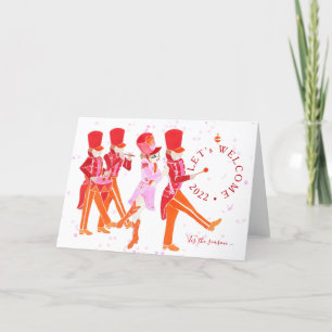 Cartes Pour Fêtes Annuelles Nutcracker Ballet Rose Drôle à l'aquarelle