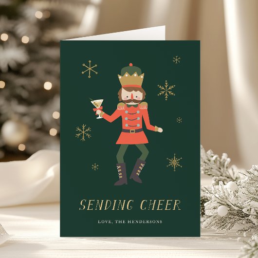 Cartes Pour Fêtes Annuelles Nutcracker Cocktail "Sending Cheer" Christmas