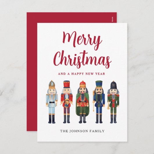 Cartes Pour Fêtes Annuelles Nutcracker mignon Joyeux Noël (Devant / Derrière)