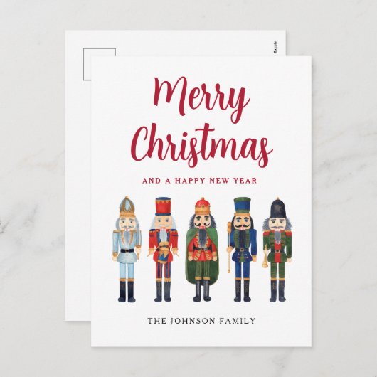 Cartes Pour Fêtes Annuelles Nutcracker mignon Joyeux Noël (Devant / Derrière)