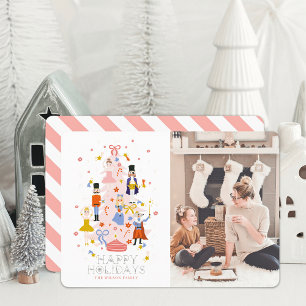 Cartes Pour Fêtes Annuelles Nutcracker Pink Christmas Tree Photo Holiday Card