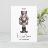 Cartes Pour Fêtes Annuelles Nutcracker rétro blanc simple Noël (Debout devant)