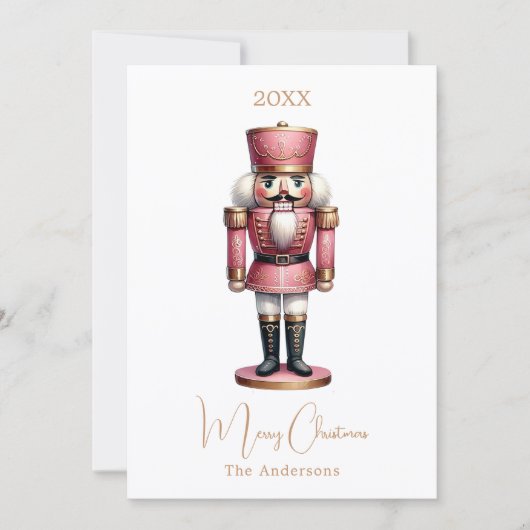 Cartes Pour Fêtes Annuelles Nutcracker rose blanc (Devant)